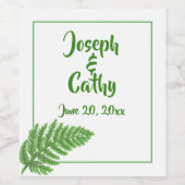 Bosbos groene varens bosvarens wijn etiket (Enkel label)