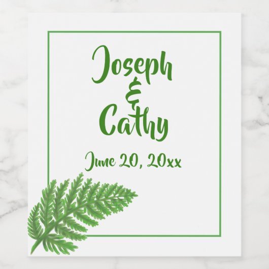 Bosbos groene varens bosvarens wijn etiket (Enkel label)