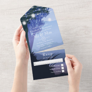 Bosbos Mason Jars Wedding Lake Woodland All In One Uitnodiging