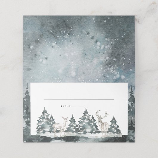 Bosbos met Deer Place Card Plaatskaartje (Buitenkant ongevouwen)