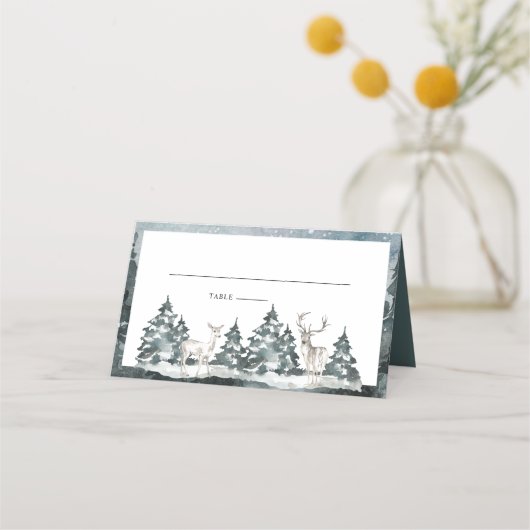 Bosbos met Deer Place Card Plaatskaartje (Voorkant)