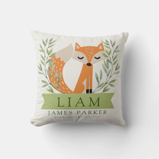 Bosbos Vogelstat-Fox Nursery pillow Kussen (Voorkant)