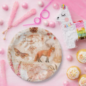 Bosbos Wildlife Fox Deer Autumn Papieren Bordje (Feest)