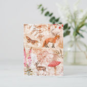 Bosbos Wildlife Fox Deer Butterfly Autumn Briefkaart (Staand voorkant)