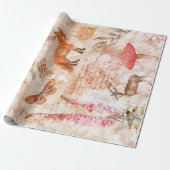 Bosbos Wildlife Fox Deer ontkoppeling Cadeaupapier (Uitgerold)