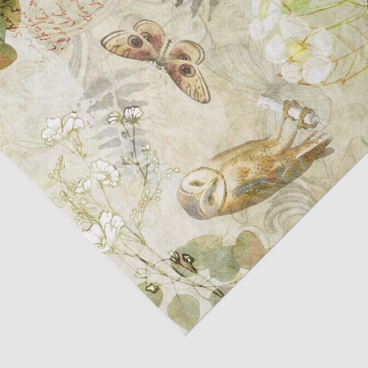 Bosbos Wildlife Owl Butterfly Decoupage Tissuepapier (Detail)