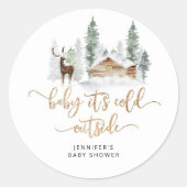 Bosbossen Baby buiten de kou Ronde Sticker (Voorkant)