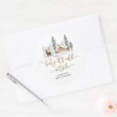 Bosbossen Baby buiten de kou Ronde Sticker (Envelop)