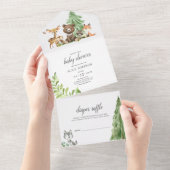 Bosbossen Baby shower All In One Uitnodiging (Afscheurbaar)
