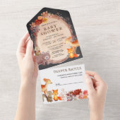 Bosbossen Baby shower Chalkboard All In One Uitnodiging (Afscheurbaar)