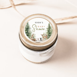 Bosbossen Baby shower Favor Ronde Sticker