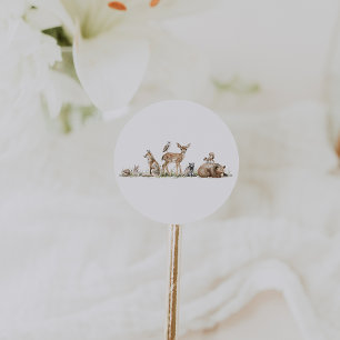 Bosbossen Baby shower Favor Ronde Sticker