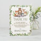 Bosbossen Baby shower Greenery Bedankkaart (Staand voorkant)