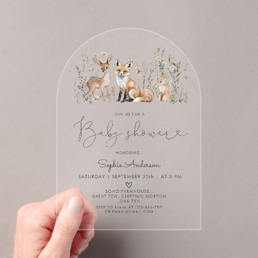 Bosbossen Baby shower Invitation Acryl Uitnodigingen (Insitu (Draagbaar))