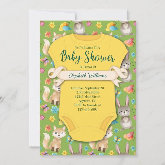 Bosbossen Baby shower Invitation Kaart (Voorkant)