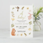 Bosbossen Baby shower Invitation Kaart (Staand voorkant)