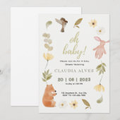 Bosbossen Baby shower Invitation Kaart (Voorkant / Achterkant)