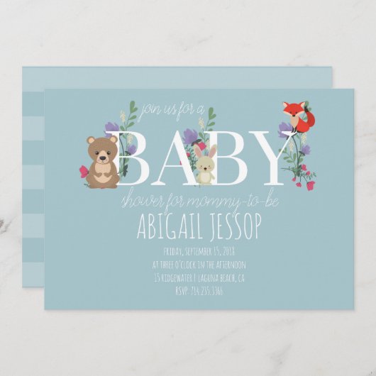 Bosbossen Baby shower Invitation Kaart (Voorkant / Achterkant)