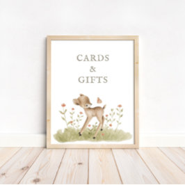 Bosbossen Baby shower Kaarten en steuntenteken Poster