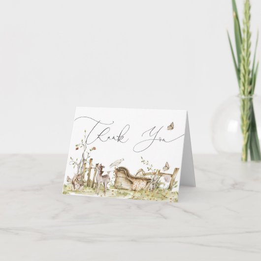 Bosbossen Baby shower of vogeldag Bedankkaart (Voorkant)