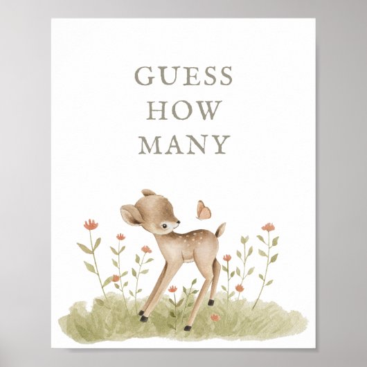 Bosbossen Baby shower raden hoeveel Poster (Voorkant)