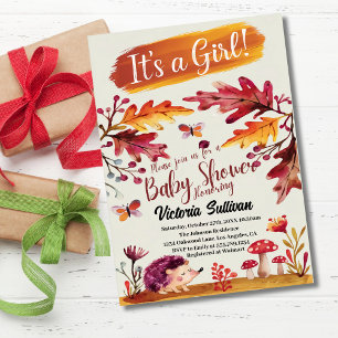 Bosbossen Baby shower van egel-Girl Kaart