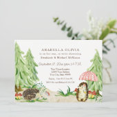 Bosbossen Baby shower van egel-Girl Kaart (Staand voorkant)