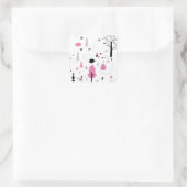 Bosbossen Beer Bijenhoning Vierkante Sticker (Tas)