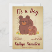 Bosbossen Beer Cub Boy Baby shower Kaart (Voorkant)