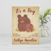 Bosbossen Beer Cub Boy Baby shower Kaart (Staand voorkant)