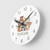 Bosbossen Beer Deer Fox Owl Numeral Ronde Klok (Hoek)