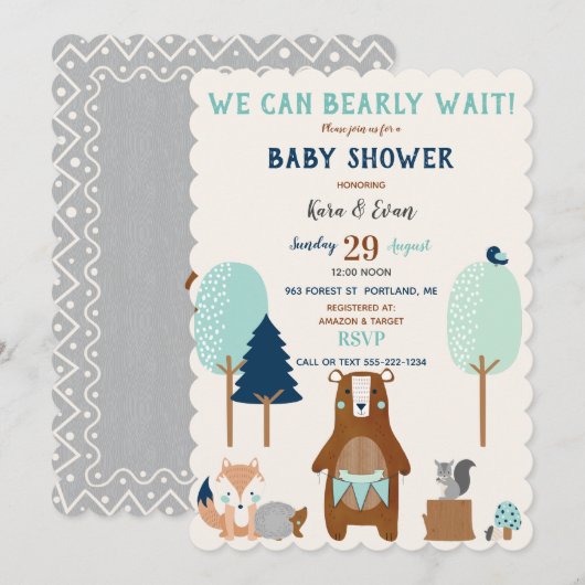 Bosbossen Beer Rustisch Blue Brown Kaart (Voorkant / Achterkant)