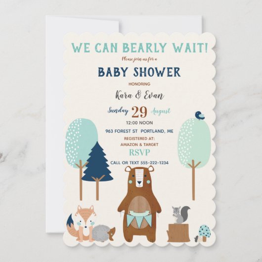 Bosbossen Beer Rustisch Blue Brown Kaart (Voorkant)