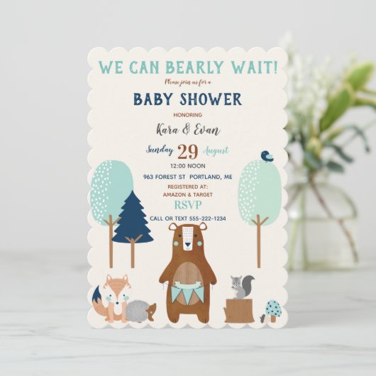 Bosbossen Beer Rustisch Blue Brown Kaart (Staand voorkant)