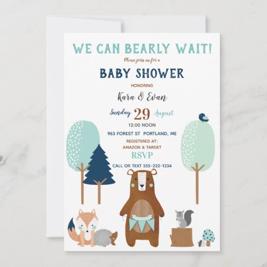 Bosbossen Beer Rustisch Blue Brown Kaart (Voorkant)