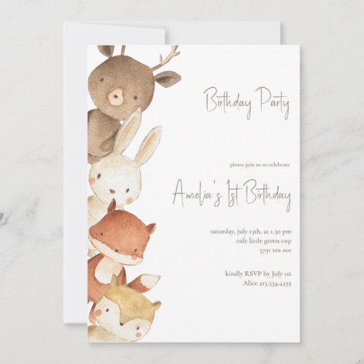 Bosbossen - Birthday-uitnodiging Kaart (Voorkant)