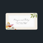 Bosbossen champignon Floral Wedding Etiket<br><div class="desc">Het thema van de bruiloft van bosbossen met illustraties van paddenstoelen,  wilde bloemen en botanische groen met naam en adres in de rechthoek</div>