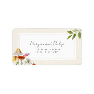 Bosbossen champignon Floral Wedding Etiket