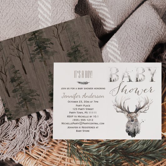 Bosbossen Dieren Deer Boy Baby shower Kaart
