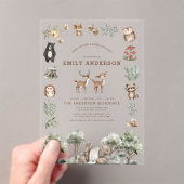 Bosbossen Dieren Genderneutraal Baby shower Acryl Uitnodigingen (Insitu (Draagbaar))