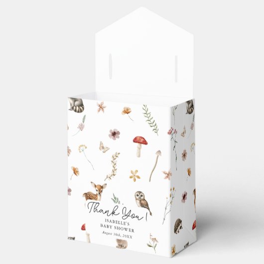 Bosbossen Dieren Genderneutraal Baby shower Bedankdoosjes (Geopend)