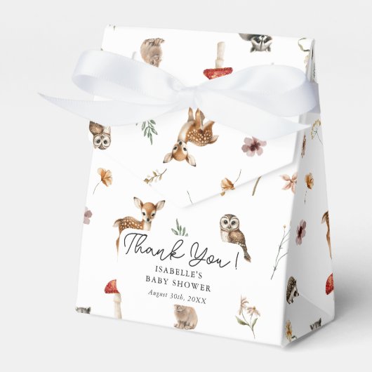 Bosbossen Dieren Genderneutraal Baby shower Bedankdoosjes (Voorkant Zijde)
