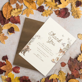 Bosbossen Dieren Genderneutraal Baby shower Bedankkaart