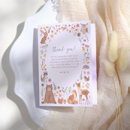Bosbossen Dieren Genderneutraal Baby shower Bedankkaart