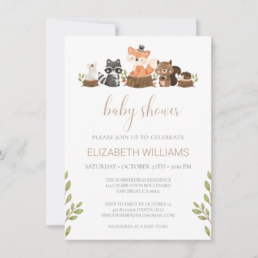 Bosbossen Dieren Genderneutraal Baby shower Kaart (Voorkant)