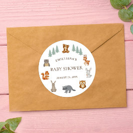 Bosbossen Dieren Genderneutraal Baby shower Ronde Sticker