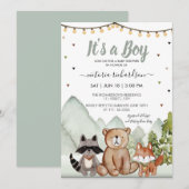 Bosbossen Dieren Het is een jongen Rustic Kaart (Voorkant / Achterkant)