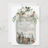 Bosbossen Dieren Mason Jar Baby shower Kaart (Voorkant)