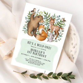 Bosbossen dieren Wild One Birthday Boy Kaart