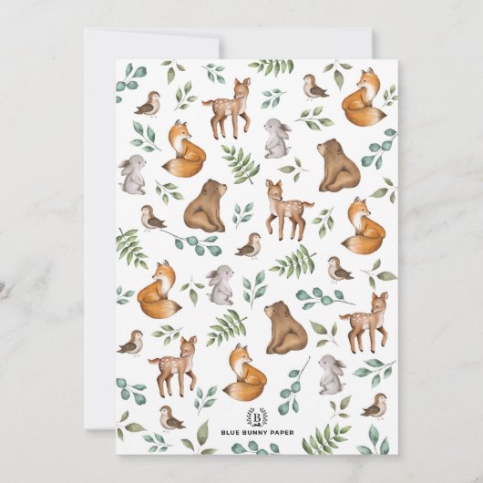 Bosbossen dieren Wild One Birthday Boy Kaart (Achterkant)